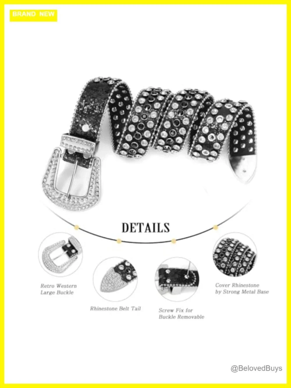 Studded Rhinestone Belt Women Men Western Bling Cowgirl Y2K Belt Retro Diamond